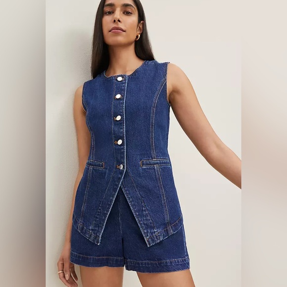 Ann Taylor Tops - ❌SOLD❌ Ann Taylor Refined Denim Vest. Blogger favorite. Tailored, waist defining